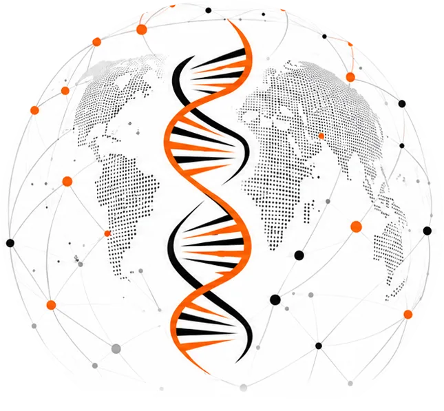 ISG world map with double helix